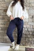 Nuk Stretch Velour Tapered Pant Navy